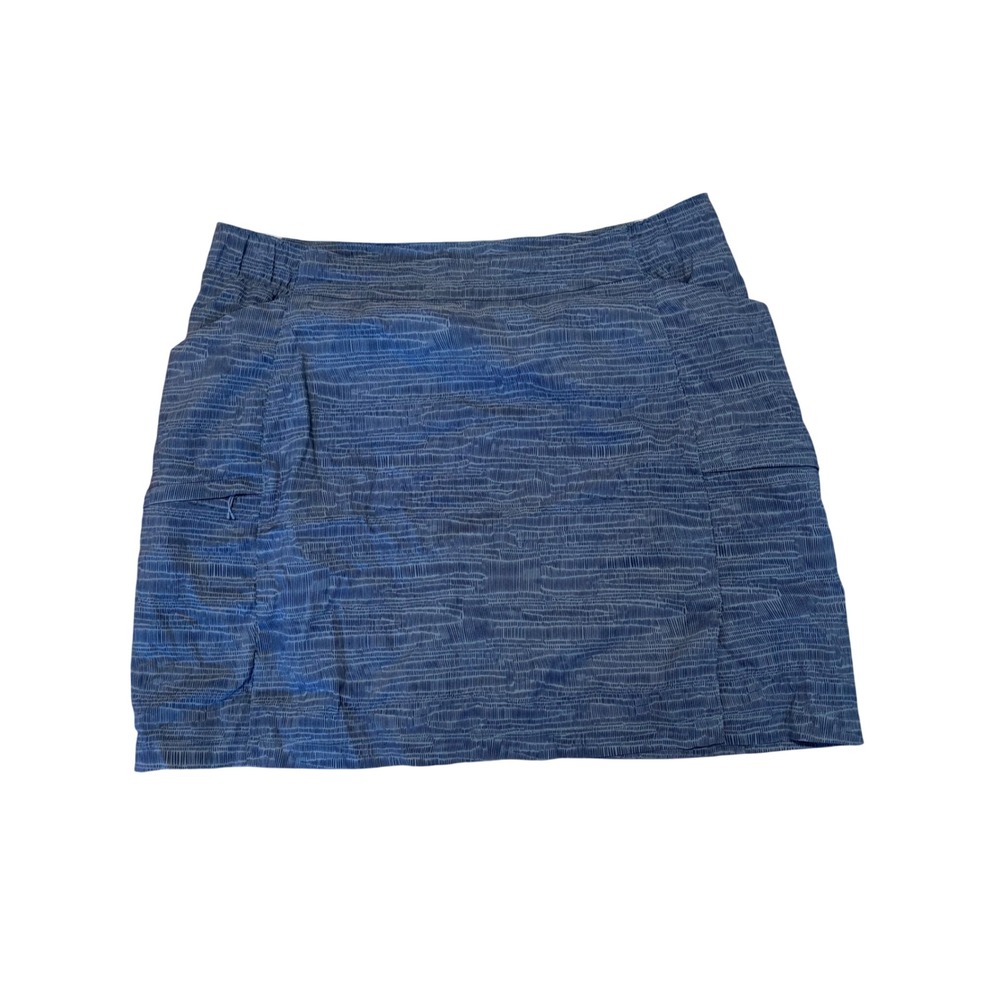 Duluth Trading Co Armachillo Skort Blue Gray Hatch Print Plus Size 1X Hiking